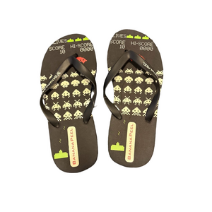 NWT Banana Peel Space Invaders Flip Flops